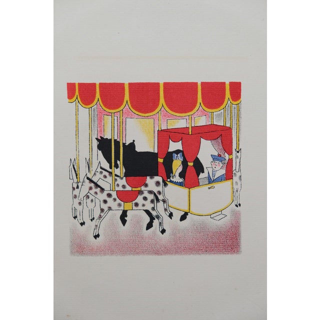 Lucien BOUCHER (1889-1971) Fairground Shops: The Carousel Original color lithograph On Arches wove paper, 18 x 22 cm...