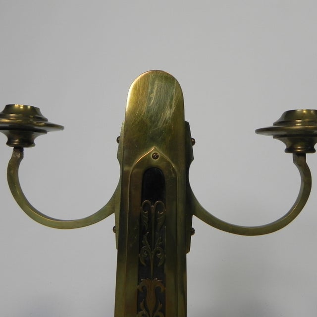 Antique Art Nouveau Candlesticks in Brass, 1890s, Set of 2 For Sale - Image 3 of 18
