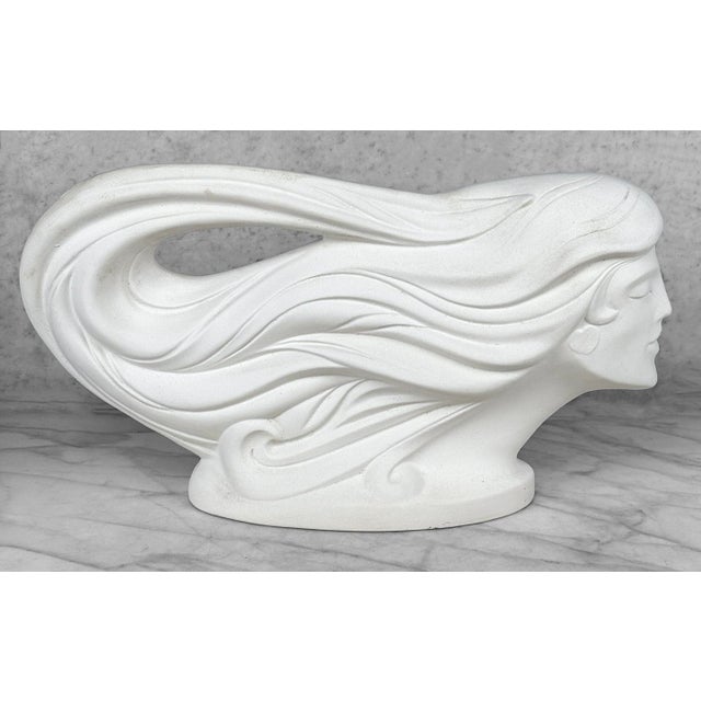 1980s Vintage 20" Art Nouveau White Ceramic Women Bust Sculpture by Haeger For Sale - Image 5 of 11