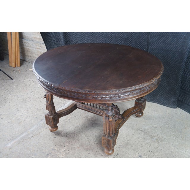 Late 19th Century Antique French Breton Brittany Maritime Figural Carved Chestnut Dining Table For Sale - Image 5 of 16
