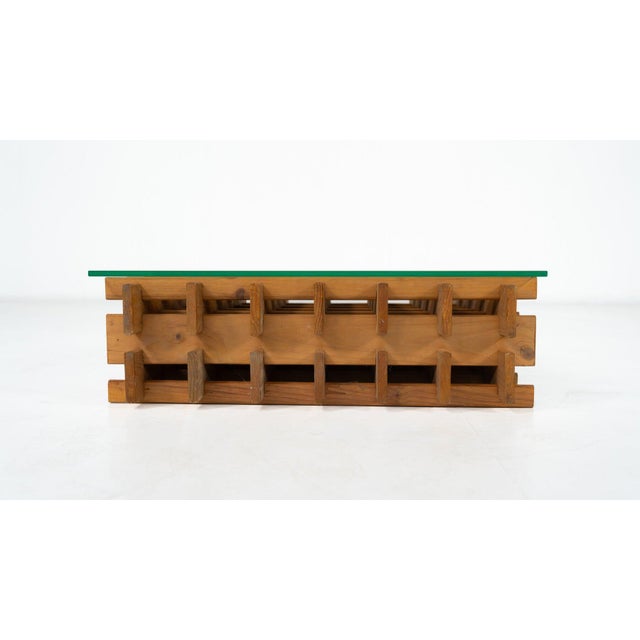 Mid-Century Italian Grid Coffee Table in Wood and Glass, 1960s For Sale - Image 9 of 10