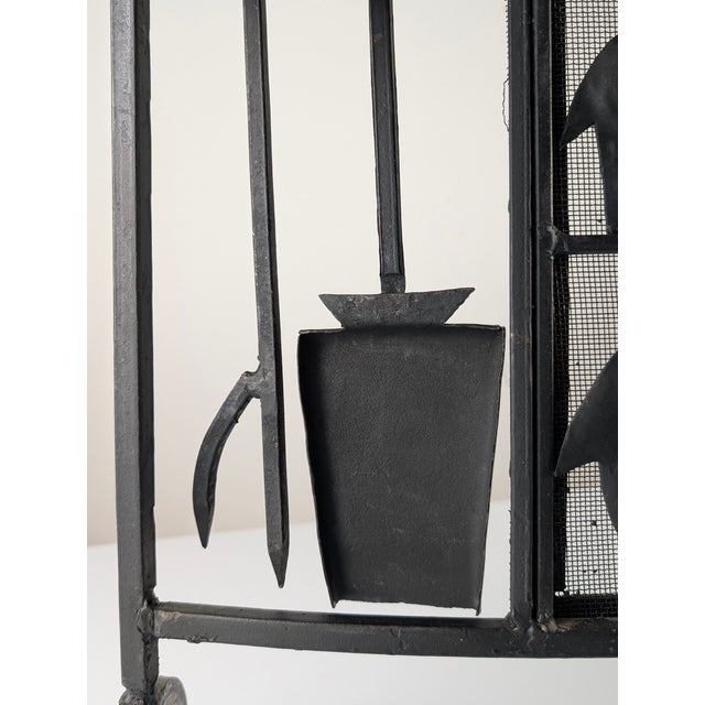 Wrought Iron Fire Screen from Atelier Marolles, France, 1950s For Sale - Image 4 of 13