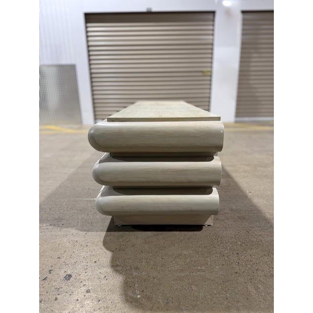 White 1980s Pair of Postmodern Bullnose Nightstands, End Tables or Buffet For Sale - Image 8 of 18