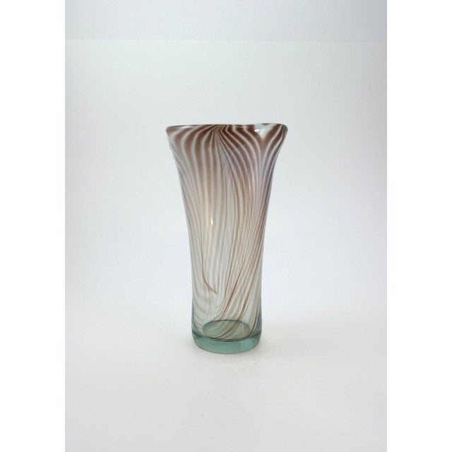 Mid-Century Modern Zebra Striped Design Glass Vase, 1960s For Sale - Image 3 of 6