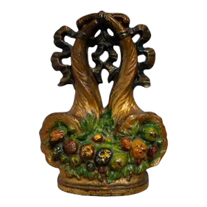 Early 20th Century Hubley #132 Cornucopias Painted Cast Iron Doorstop