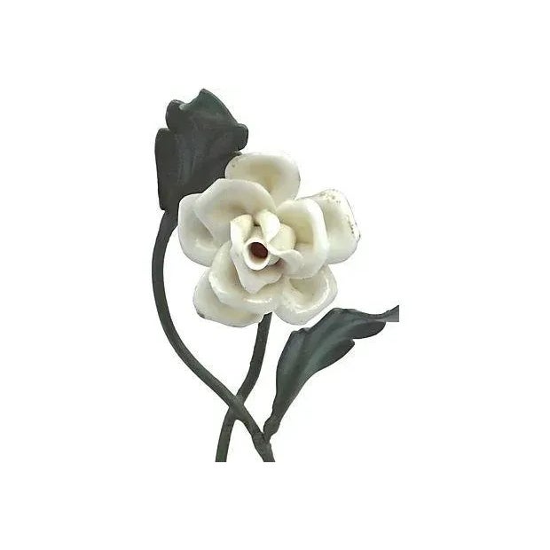 Antique Tole & Porcelain Floral Candle Sconce For Sale - Image 5 of 5