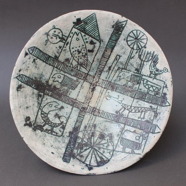 Mid-Century French Ceramic Bowl on Tripod Stand by Jacques Blin, 1950s For Sale - Image 10 of 18