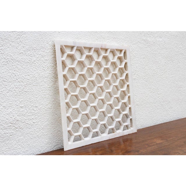 Hand-Carved Honeycomb Marble Panel For Sale - Image 4 of 8