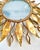 Large Spanish Crown Sunburst Fixture in Gilt Metal and Frost Glass, 1950 For Sale - Image 4 of 10