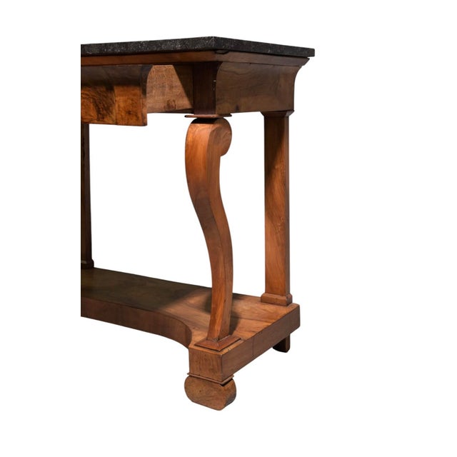French Restauration Walnut Marble-Top Console Table, Circa 1820 For Sale - Image 6 of 6