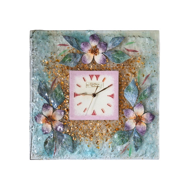 Aqua Murano Art Glass Wall Clock from Gianfranco Costantin, 1980s For Sale - Image 8 of 8