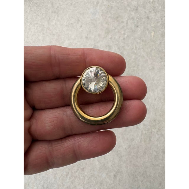 1980s Gold Plated Rivoli Crystal Door Knocker Earrings, For Sale - Image 4 of 4