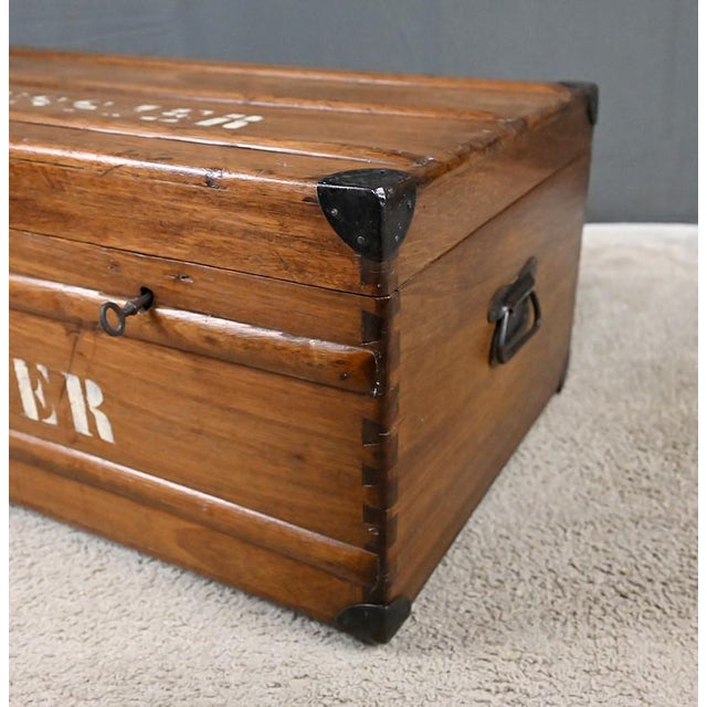 20th Century Mahogany Travel Trunk For Sale - Image 12 of 18