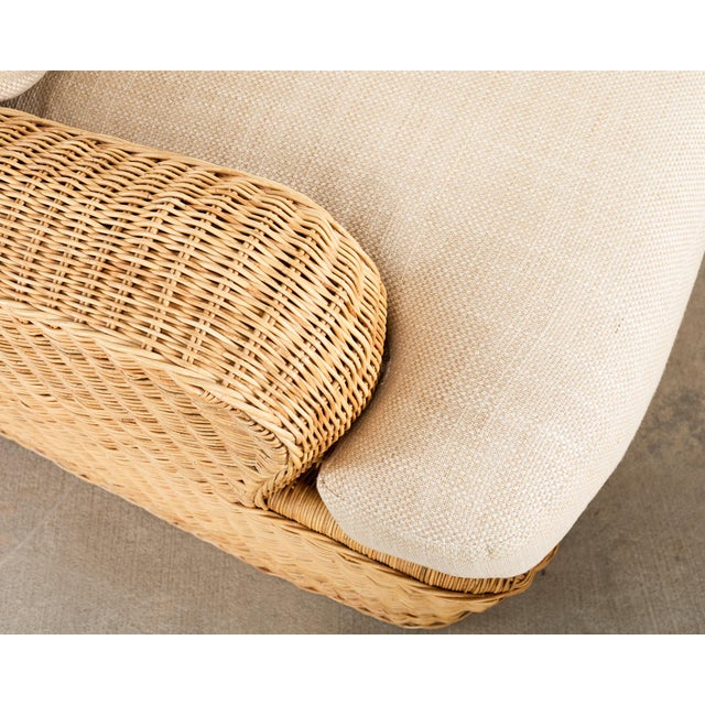 Pair of Ralph Lauren Wicker Lounge Chairs and Ottoman For Sale - Image 12 of 18