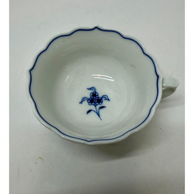 Blue Antique Meissen Porcelain Blue Onion 3-Piece Trio– Cup, Saucer, & Plate – First Quality For Sale - Image 8 of 9
