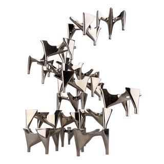 Vintage Brutalist Candlestick Elements by Hammonia Motard, Germany, 1960s, Set of 17 For Sale