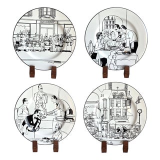 Vintage Le Restaurant Dinner Plates by Epoch, Set of 4 For Sale