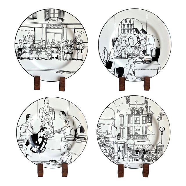 Vintage Le Restaurant Dinner Plates by Epoch, Set of 4 For Sale