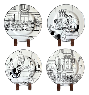 Vintage Le Restaurant Dinner Plates by Epoch, Set of 4