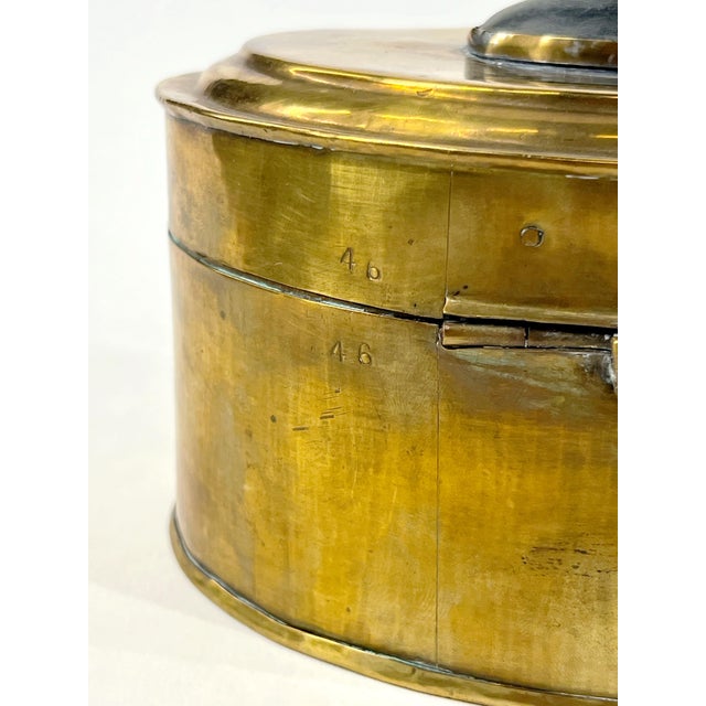 Brass Vintage Brass Trinket Box With Natural Horn Cabochon For Sale - Image 8 of 10