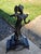 Fine French Art Deco Timepiece: 13lb Patinated Bronze Vanity Sculpture Signed Cuaut on Multi-Tier Black Marble Plinth (Circa 1930) For Sale - Image 4 of 10