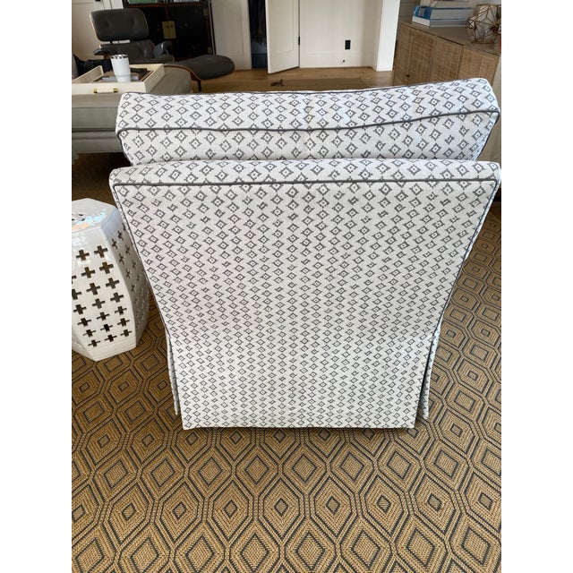 Peter Dunham Kumbh Fabric Custom Upholstered Club Chairs a Pair