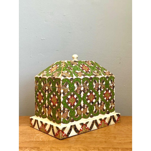 This vintage inlay stone box brings global, handcrafted character to any interior with its intricate mosaic of multi-...