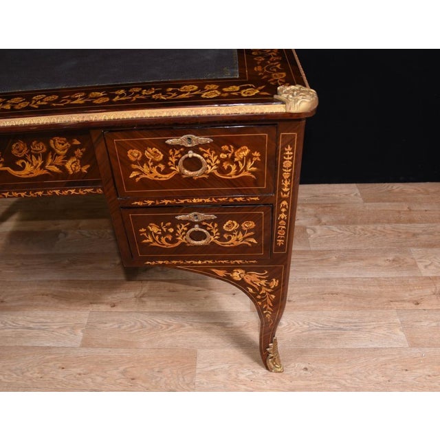 Brown Louis XV French Desk Knee Hole Writing Table For Sale - Image 8 of 12
