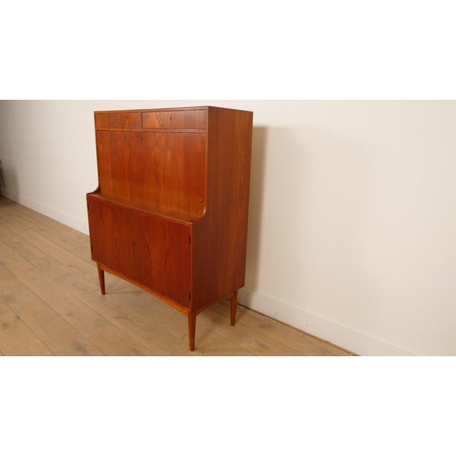 Wood Vintage Teak Bar Cabinet by H. P. Hansen, 1960s For Sale - Image 7 of 18