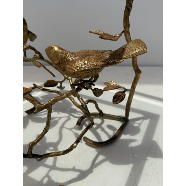 1970s Brass Coffee / Side Table With Birds and Branches For Sale - Image 10 of 12