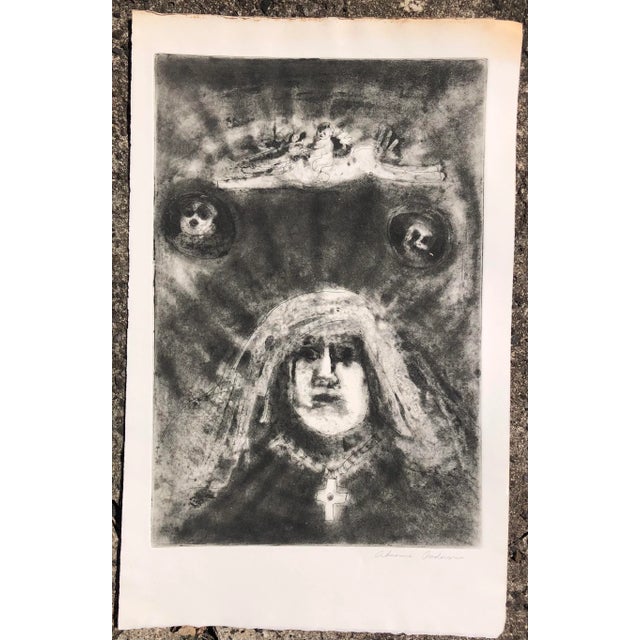 Self protrait etching by Atlanta artist Adrienne Anderson (1949-2020). Anderson earned her MFA from University of Georgia...