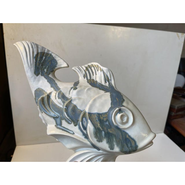 Modern Danish Glazed Stoneware Koi Fish by Aage Würtz, 1970s For Sale - Image 3 of 7