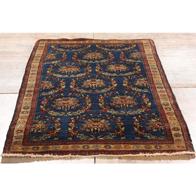 Navy Blue Antique Persian Sarouk Rug - 02'07 X 04'08 For Sale - Image 8 of 9