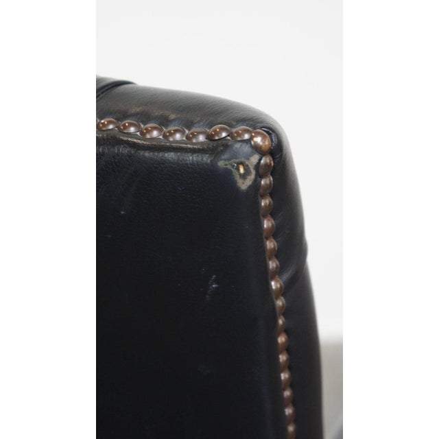 Dark Blue Cowhide Chesterfield Swivel Desk Chair For Sale - Image 16 of 18