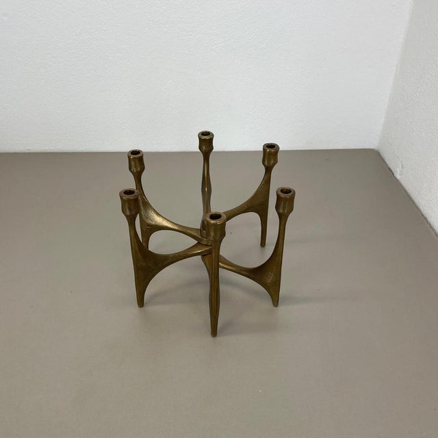 Large Mid-Century Modern Brutalist Bronze Candleholder by Michael Harjes, Germany, 1960 For Sale - Image 4 of 15