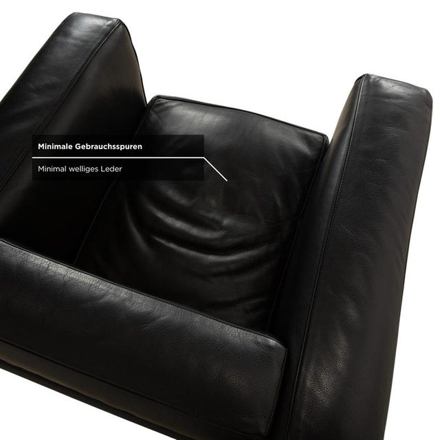 LC 2 3-Seater Sofa and Armchairs in Black Leather by Le Corbusier for Cassina, Set of 3 For Sale - Image 10 of 18