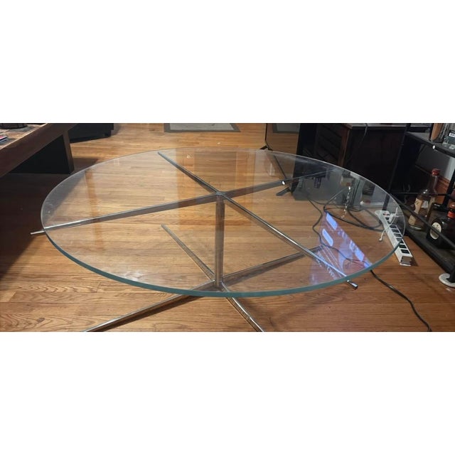 Contemporary Marc Thorpe for Bernhardt Steel and Glass Coffee Table For Sale - Image 3 of 4
