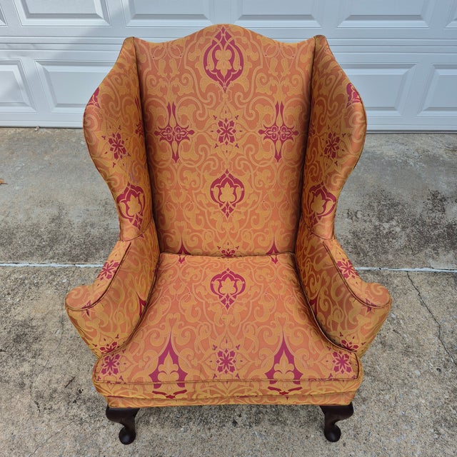 American Late 20th Century Kittinger Colonial Williamsburg Mahogany Wing Back Chair Cw-44 For Sale - Image 3 of 15