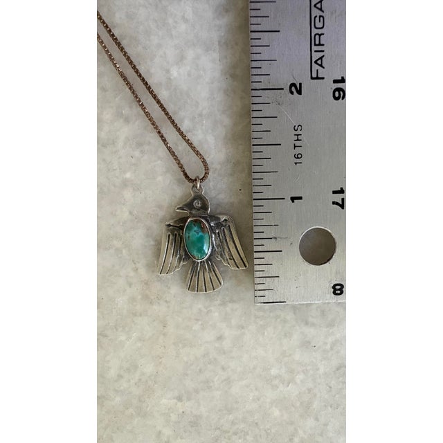 Vintage Native American Thunderbird Turquoise Sterling Silver Pendant Necklace For Sale In New York - Image 6 of 6