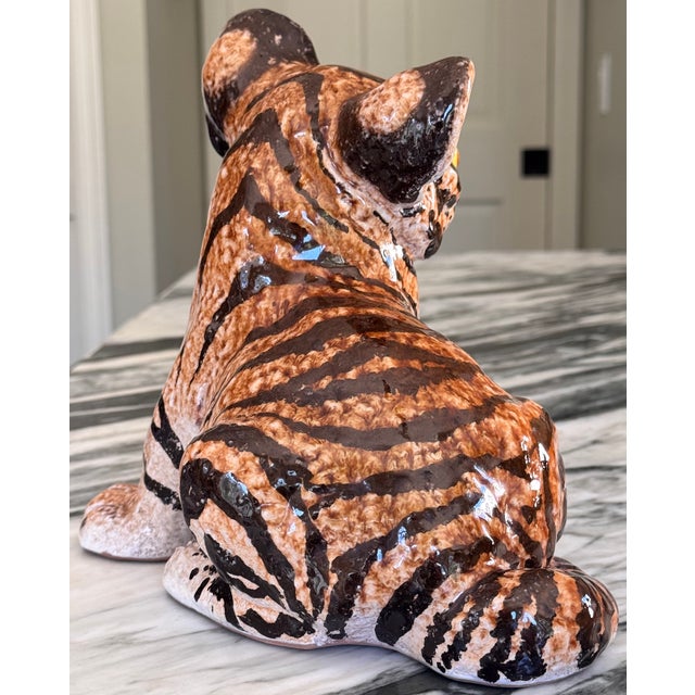Terra Cotta Vintage Made in Italy Terra Cotta Tiger Cub For Sale - Image 8 of 13
