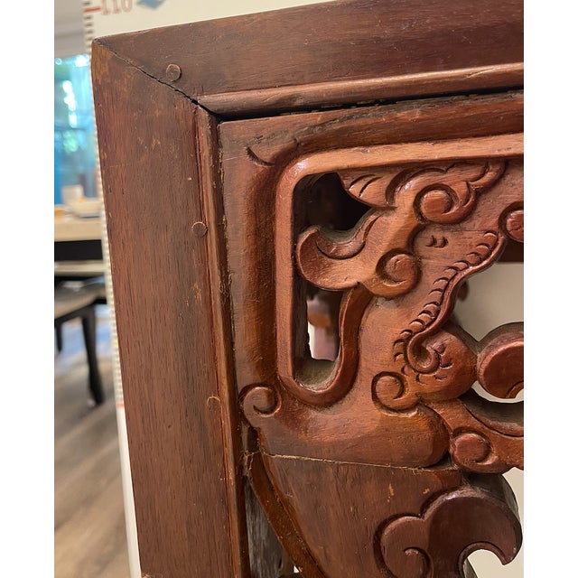 19th Century Antique Chinese Hand-Carved Elmwood Console Table - Traditional Wood Peg Joinery For Sale - Image 4 of 6