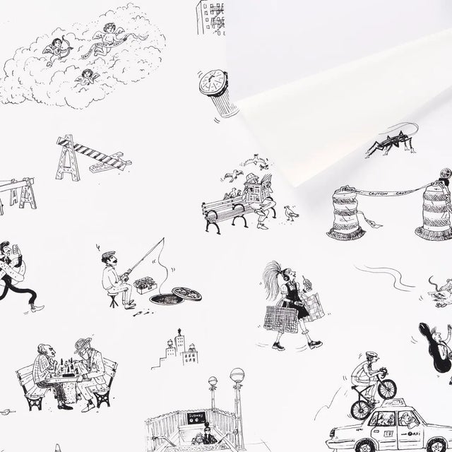 Not Yet Made - Made To Order SAMPLE - Schumacher x The New Yorker Joana Avillez's Street Scenes Wallpaper In Black & White For Sale - Image 5 of 5