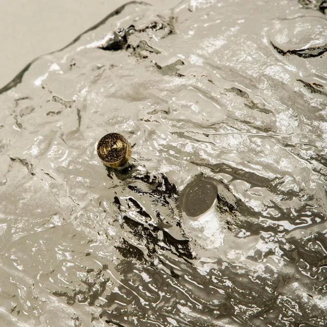 Gold Textured Wave Glass Flush Mount from Kaiser Leuchten, 1970s For Sale - Image 3 of 16