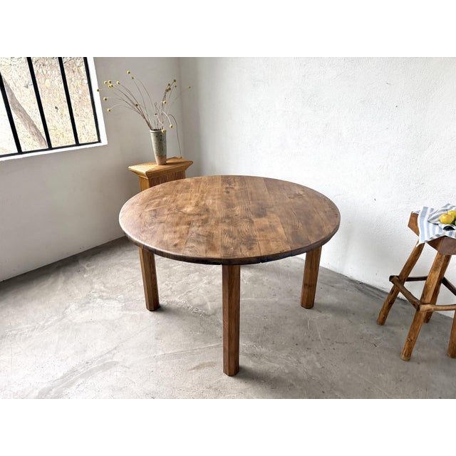 Brutalist Round Table in Oak, 1950s For Sale - Image 10 of 18