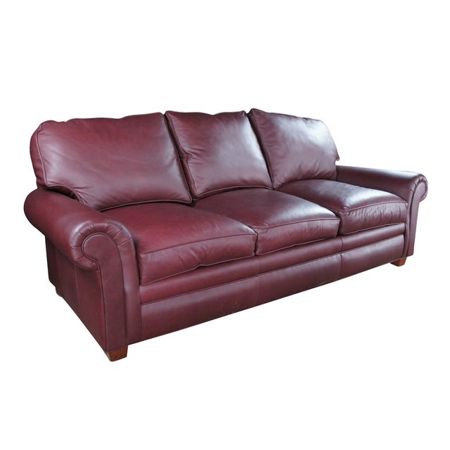 Elevate your living room, study, or executive office with this exceptional Hancock & Moore 3-cushion leather club sofa....