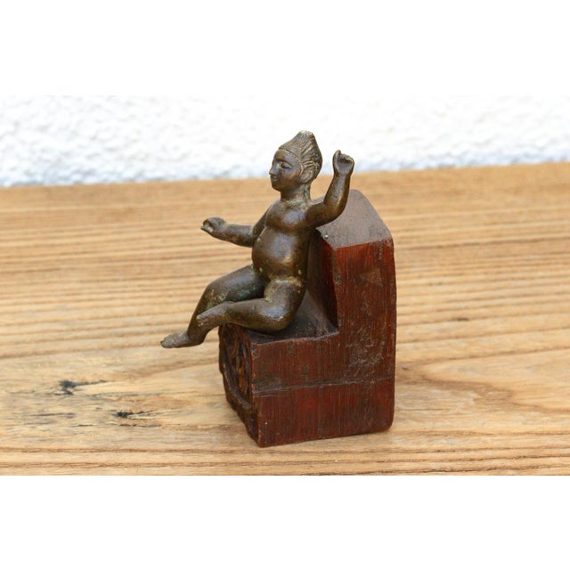 Asian Antique Miniature Lost-Wax Bronze Balakrishna For Sale - Image 3 of 7