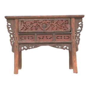 Hand Carved 1 Drawer Antique Console Table