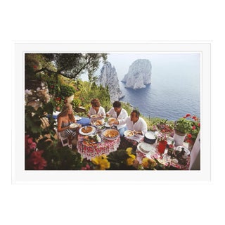 Contemporary Dining Al Fresco on Capri 1980 by Slim Aarons White Framed C-Print For Sale