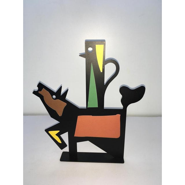 Italian Black Painted Metal Sculpture by Riccardo Dalisi, 1980 For Sale - Image 3 of 14