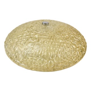 Large Mid-Century Modern Textured Glass Flush Mount or Wall Light, Germany, 1970s For Sale